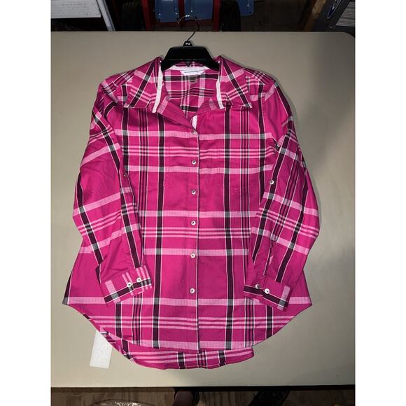 Allison Daley Petite Button Down Pink Plaid Women’s PM/M - Picture 1 of 5